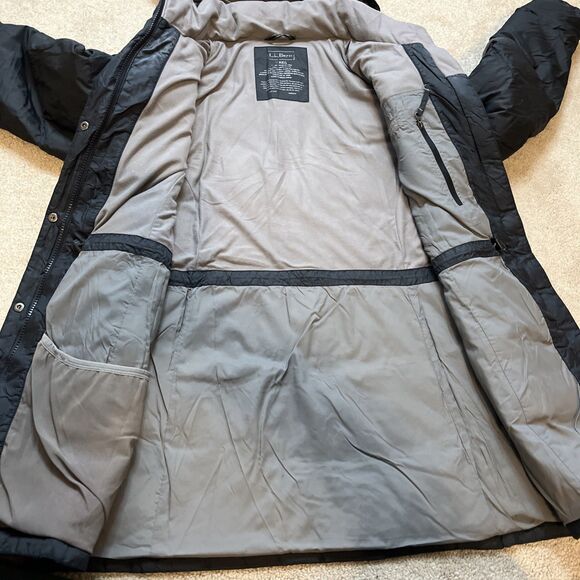 LL Bean Goose Down Hooded Puffer Jacket Parka Womens Small Black Thick Insulated - Picture 5 of 7
